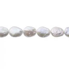 Pendiente oval, perla de agua dulce, blanco-crema, 18 x 15mm | Marco Schreier