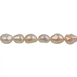 141841015094 Strang Freeform flach, Süßwasser-Perle A, lachs, 11-12mm | Marco Schreier