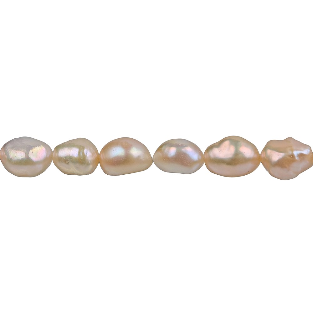 Strand freeform flat, freshwater pearl A, salmon, 11-12mm | Marco Schreier