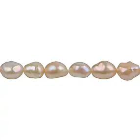 Strang Freeform flach, Süßwasser-Perle A, lachs, 11-12mm | Marco Schreier