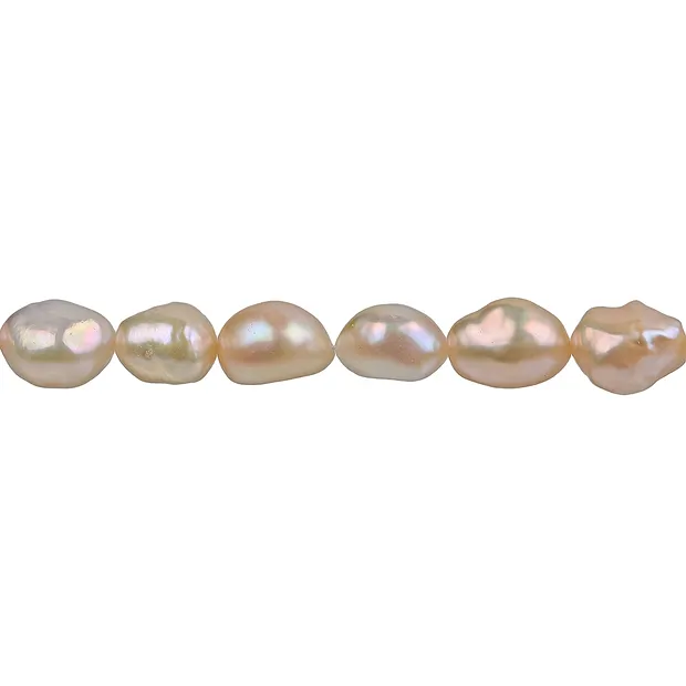 Strand freeform flat, freshwater pearl A, salmon, 11-12mm | Marco Schreier
