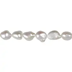 141841016044 Strang Freeform flach, Süßwasser-Perle A, weiß-creme, 12-14mm | Marco Schreier