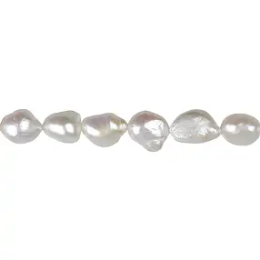 Collar de perlas planas de agua dulce A, blanco-crema, 12-14mm | Marco Schreier