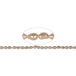 141841018093 Strand freeform flat, freshwater pearl AB, salmon (natural), 10-11 x 07-08mm | Marco Schreier