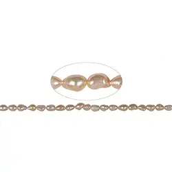 141841018093 Rang de colliers Freeform plat, perle d'eau douce AB, saumon (naturel), 10-11 x 07-08mm | Marco Schreier