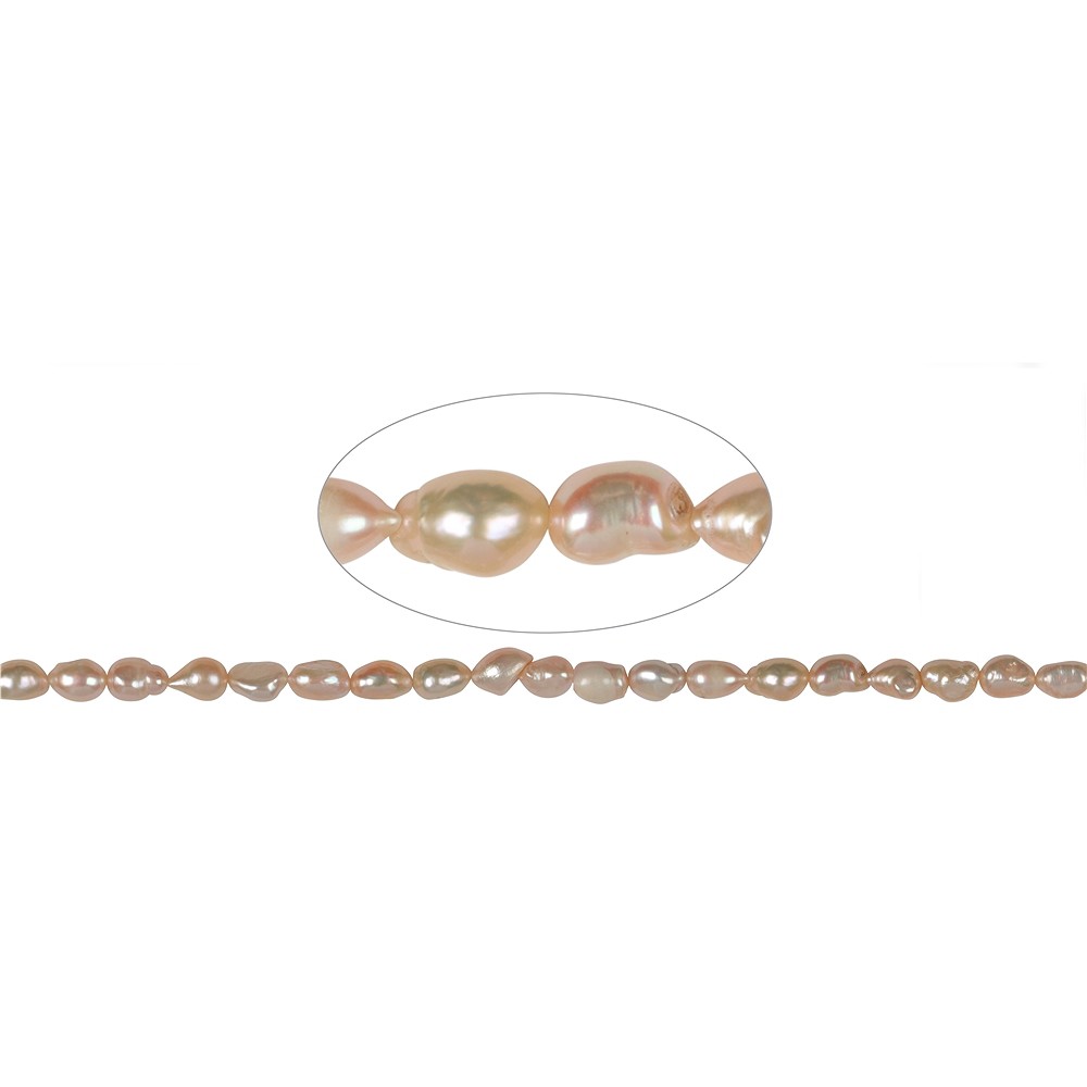 Collar de perlas planas de agua dulce AB, salmón (natural), 10-11 x 07-08mm | Marco Schreier