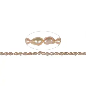 Rang de collier Freeform plat, perle d'eau douce, saumon, 10-11 x 07-08mm | Marco Schreier
