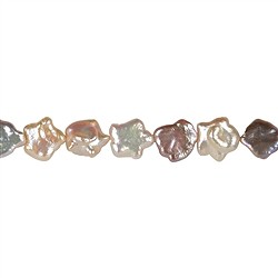 141841019094 strand freeform star/flower, freshwater pearl, salmon (natural), 12-15mm | Marco Schreier