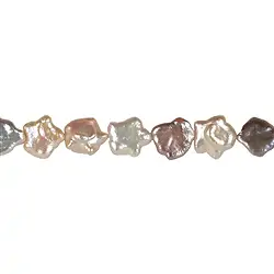 141841019094 Collar estrella/flor, perla de agua dulce, salmón (natural), 12-15mm | Marco Schreier