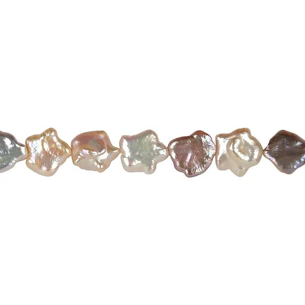 Stringed beads star/flower, freshwater pearl, salmon, 12 - 15mm | Marco Schreier