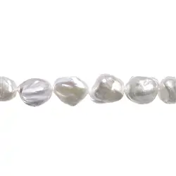 141841101338 Strang Keshi, Süßwasser-Perle, creme-weiß, 17 x 14mm | Marco Schreier