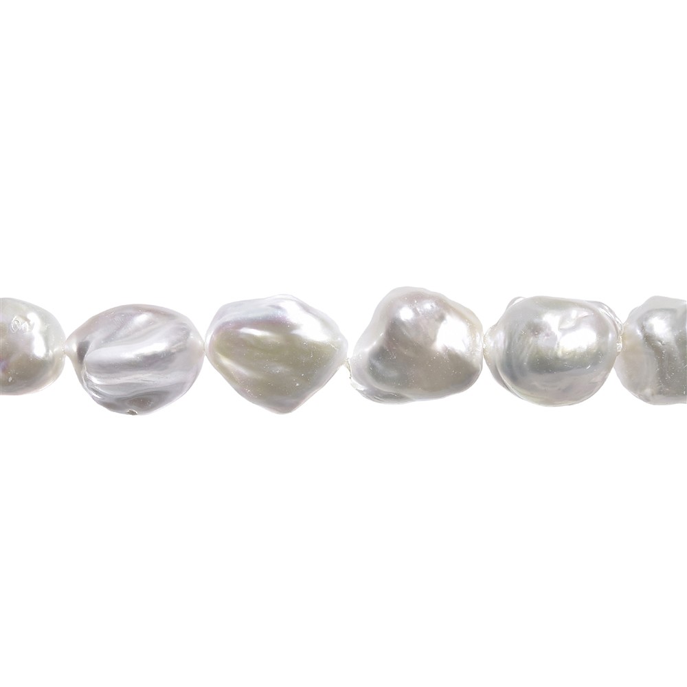 Rang de colliers Keshi, perle d'eau douce, blanc-crème, 17 x 14mm | Marco Schreier