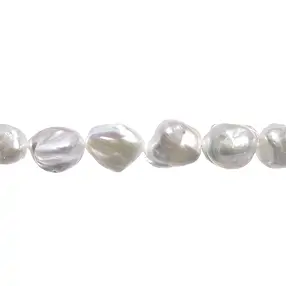 Rang de colliers Keshi, perle d'eau douce, blanc-crème, 17 x 14mm | Marco Schreier