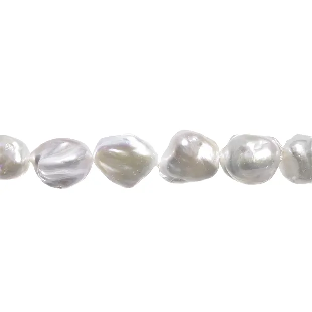 Strang Keshi, Süßwasser-Perle, creme-weiß, 17 x 14mm | Marco Schreier