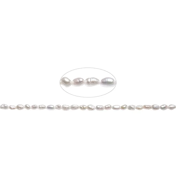 Rang de colliers Keshi, perle d'eau douce AB, blanc-crème, 09 - 12mm (39cm) | Marco Schreier