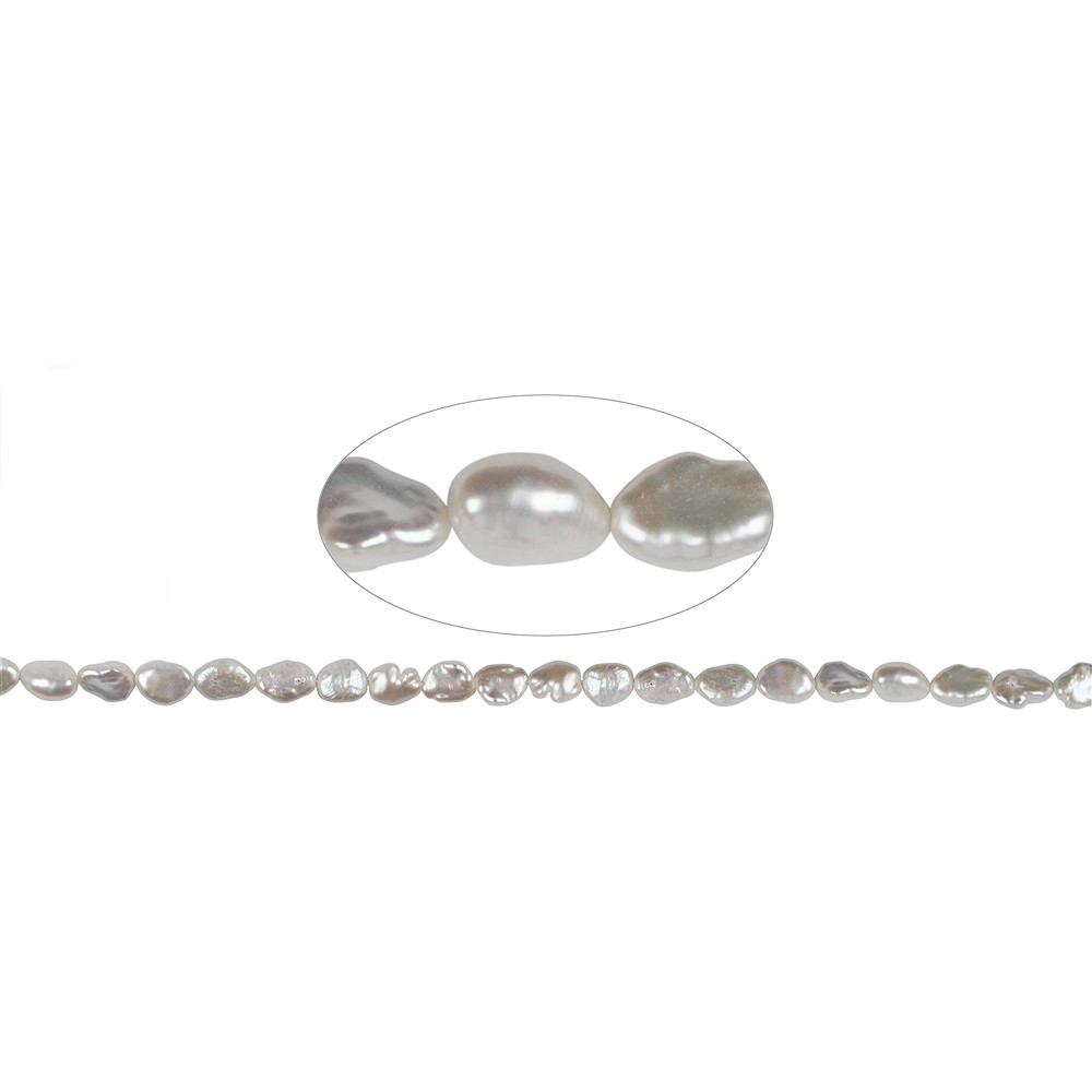 Keshi strand, freshwater pearl, white, 08-09mm | gems, healing stones & jewelry