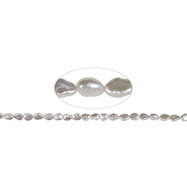 Keshi strand, freshwater pearl, white, 08-09mm | gems, healing stones & jewelry