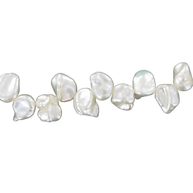 Strang Keshi, Süßwasser-Perle A, weiß-creme, 07-07,5 mm | Marco Schreier