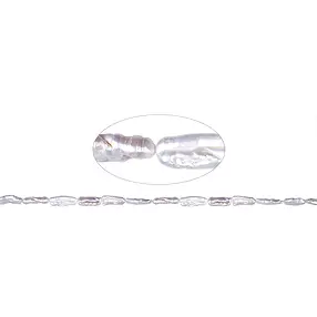 Strang Keshi, Süßwasser-Perle weiß, ca. 10 x 08mm | Marco Schreier