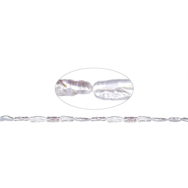 Collar Keshi, perla blanca de agua dulce, aprox. 10 x 08 mm | Marco Schreier