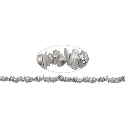 141841123144 Collar de perlas de agua dulce, gris plateado (natural), aprox. 01-04 x 04-08mm | Marco Schreier