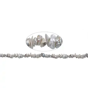 Fili a forma libera, perle d'acqua dolce, grigio argento, 01-04 x 04-08 mm | Marco Schreier