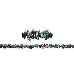 141841124354 Collar Keshi, perla A de agua dulce, color petróleo (teñida), aprox. 02-04 x 05-06mm | Marco Schreier