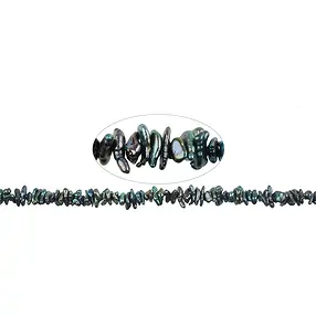 Rang de collier Keshi, perle d'eau douce, pétrole (teintée), 02-04 x 05-06mm | Marco Schreier