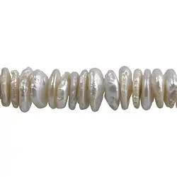 141841127043 Strang Scheiben, Süßwasser-Perle AB, creme-weiß (natur;  ca. 02-03 x 12-14mm | Marco Schreier