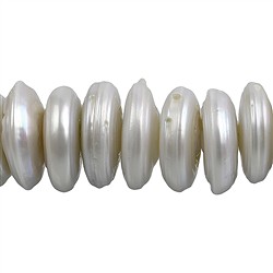 141841128043 Strand of slices, freshwater pearl Ab, cream-white (natural), 03-06 x 15-20mm | Marco Schreier