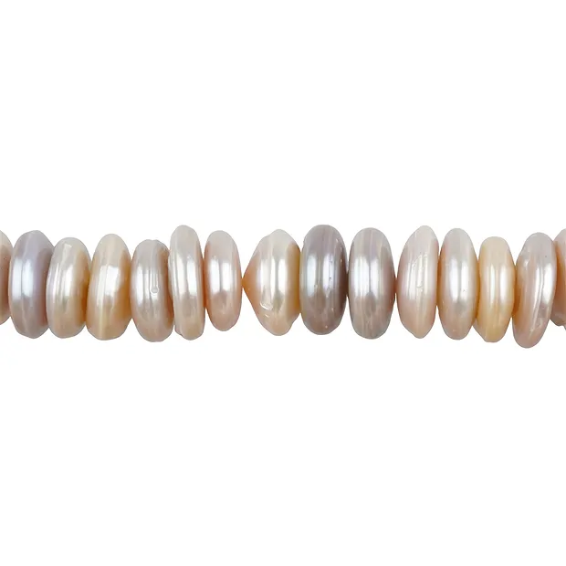 Filo di dischi, perla d'acqua dolce AB (bianco crema), 03-8 x 15-20 mm | Marco Schreier