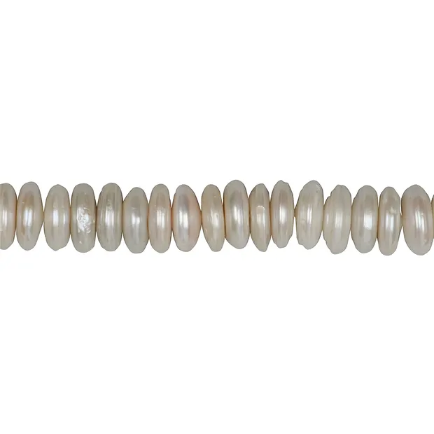 Strang Scheiben, Süßwasser-Perle A/B, creme-weiß, 04-08 x 14-15mm | Marco Schreier