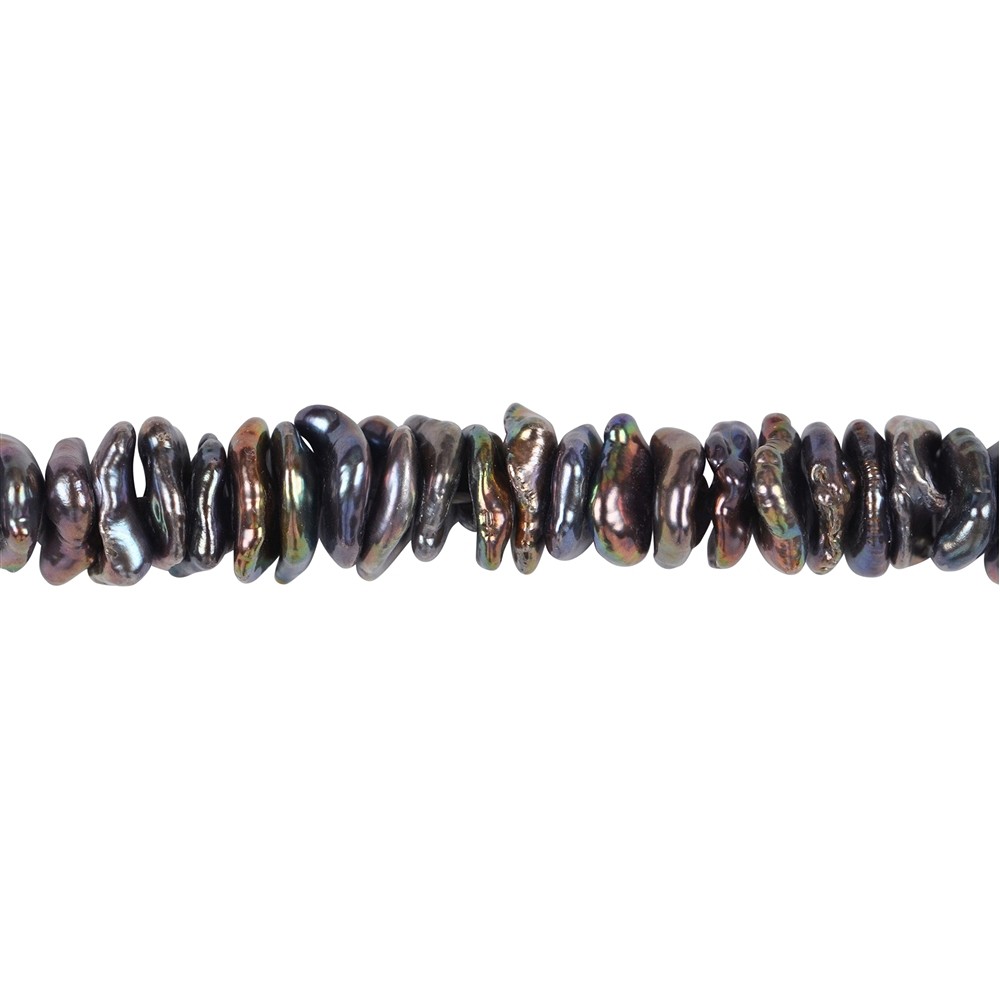 Filo Keshi, perla d'acqua dolce A, viola petrolio (incastonata), circa 02-04 x 08-10 mm | Marco Schreier