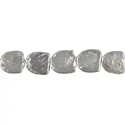 141841132044 Strang Freeform flach, Süßwasser-Perle A+, weiß-creme, 10 x 10mm | Marco Schreier