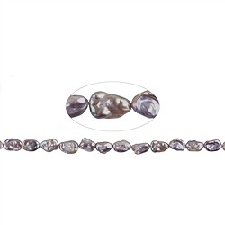 141841138284 Rang de collier de perles Keshi, perles d'eau douce, violet-pétrole (teintée), 08 - 14 cm | Marco Schreier