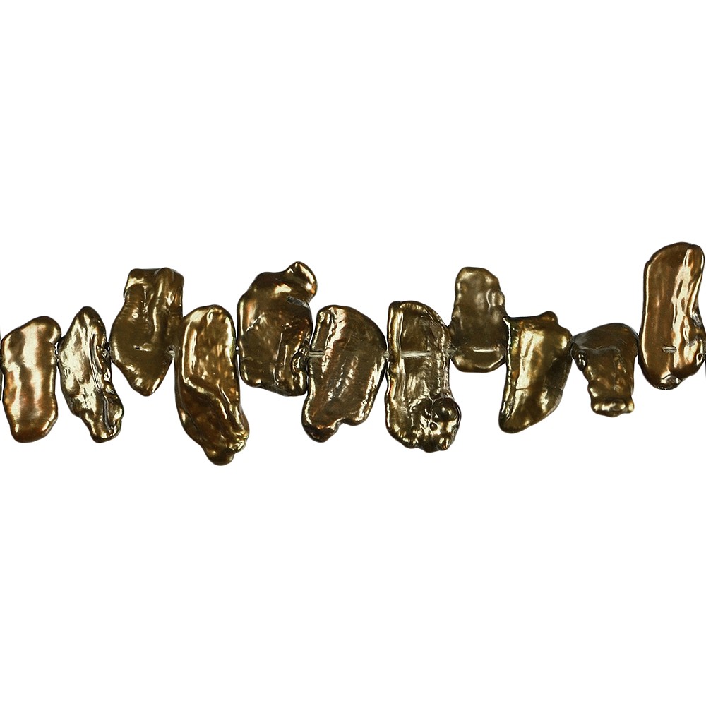 Flat strand, freshwater pearl AB, bronze (dyed), 06 x 15mm  | Marco Schreier