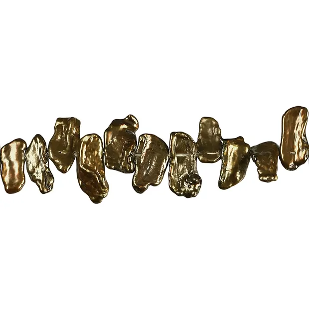 Flat strand, freshwater pearl AB, bronze (dyed), 06 x 15mm | Marco Schreier