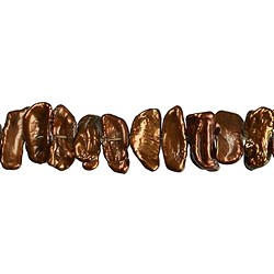 141841209263 Collar plano, perla de agua dulce AB, marrón (teñida), 06 x 15-18mm | Marco Schreier