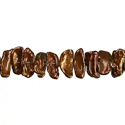 141841209263 Strand flat, freshwater pearl AB, brown (dyed), 06 x 15-18mm | Marco Schreier