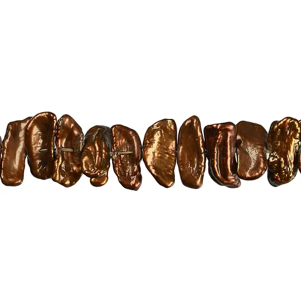 Strand flat, freshwater pearl AB, brown (dyed), 06 x 15-18mm | Marco Schreier