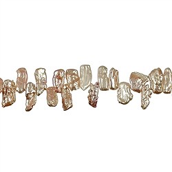 141841213085 Strang flach, Süßwasser-Perle orange-rosa (natur), ca. 08-12 x 14-20mm | Marco Schreier