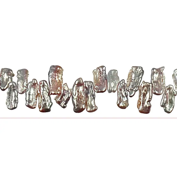 Stringed beads flat, freshwater pearl violet light, 08-12 x 14-20mm | Marco Schreier