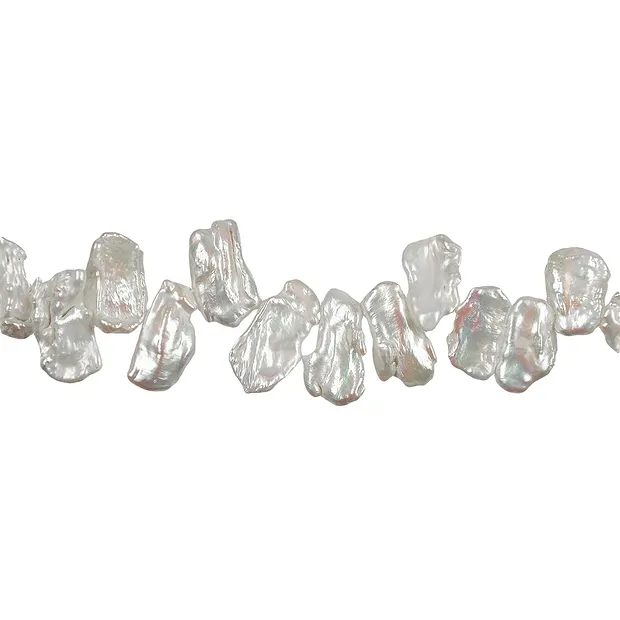 Strang flach, Süßwasser-Perle weiß-creme, 12-15 x 20-25mm | Marco Schreier