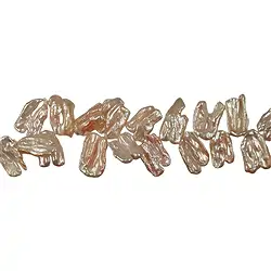 141841214095 Collar plano, perla de agua dulce naranja-rosa (natural), aprox. 12-15 x 20-25mm | Marco Schreier