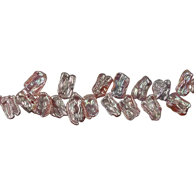 Stringed beads flat, freshwater pearl violet dark, 12-15 x 20-25mm | Marco Schreier