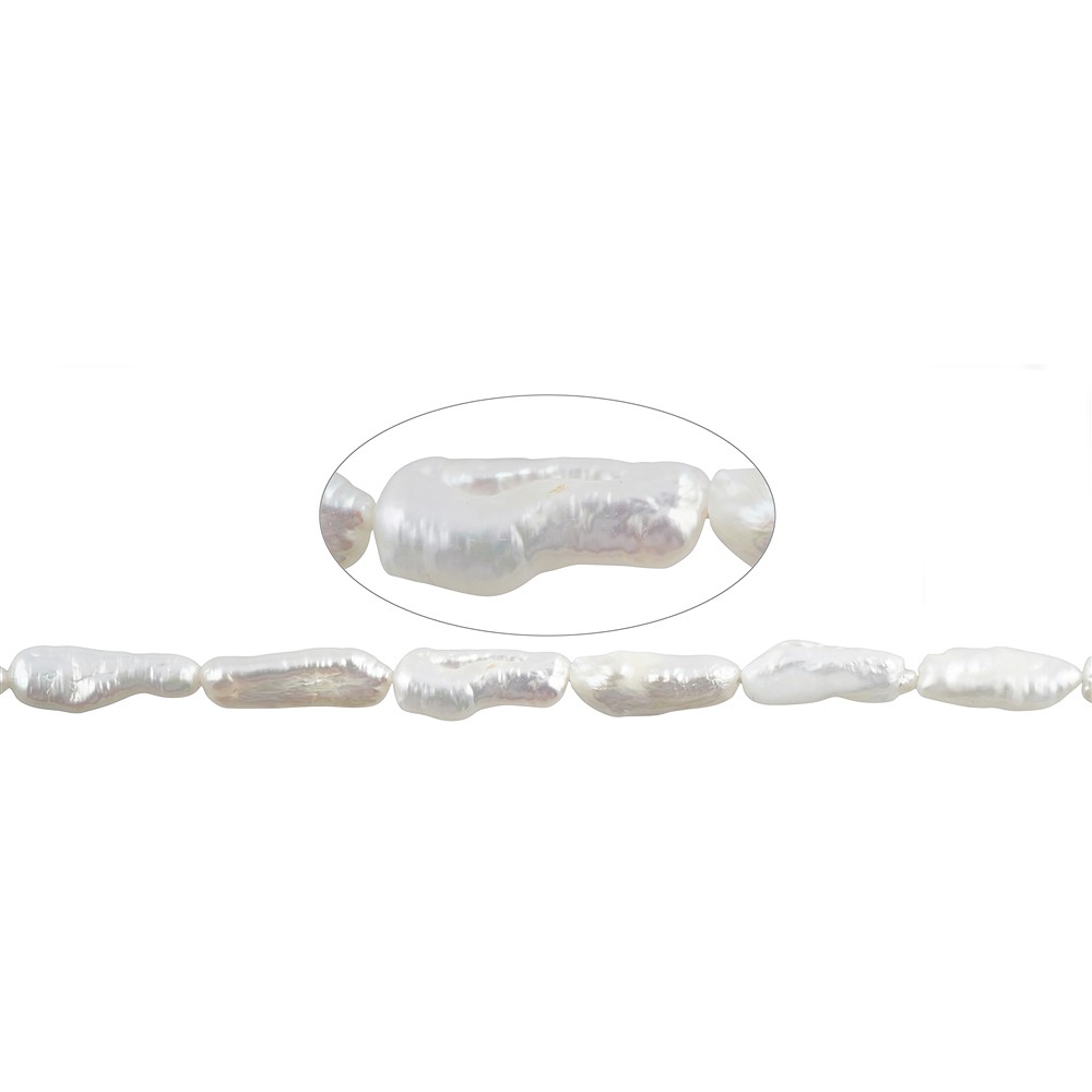 Strang Stäbchen, Süßwasser-Perle (creme-weiß), 15 - 20mm | Marco Schreier