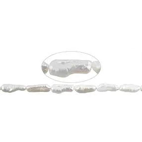Strang Stäbchen, Süßwasser-Perle (creme-weiß), 15 - 20mm | Marco Schreier