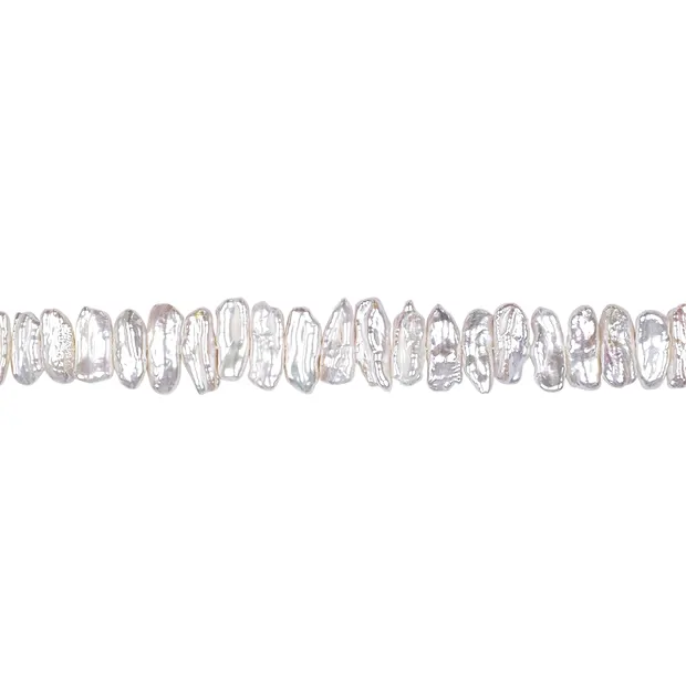 Strand freeform flat, freshwater pearl white, 05-08 x 16-25mm | Marco Schreier