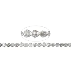 141841303144 Cordón de corazones, perla plateada-blanca (natural), 12 x 12mm | Marco Schreier
