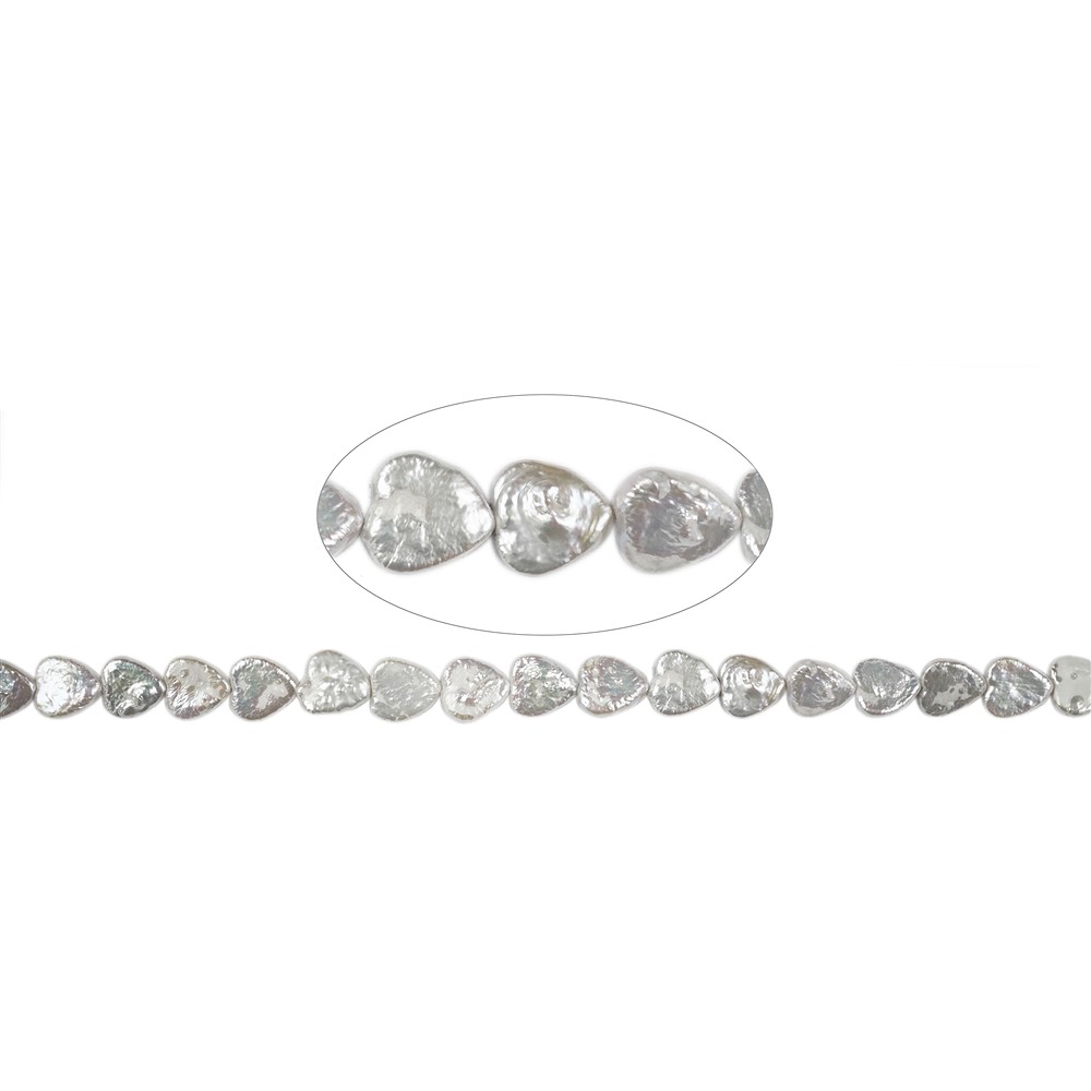 Strang Herzen, Perle silber-weiß (natur), 12 x 12mm | Marco Schreier